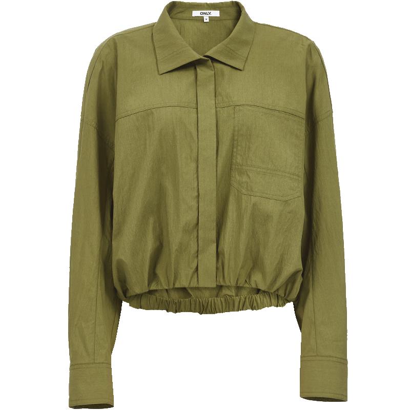 ONLY Women s Textured Loose Lapel Short Shirt M