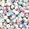 50Pcs 10mm Round Ceramic Beads Colorful Plum Blossom Sunflower Pattern Loose Porcelain Beads For DIY Bracelet Necklace Jewelry