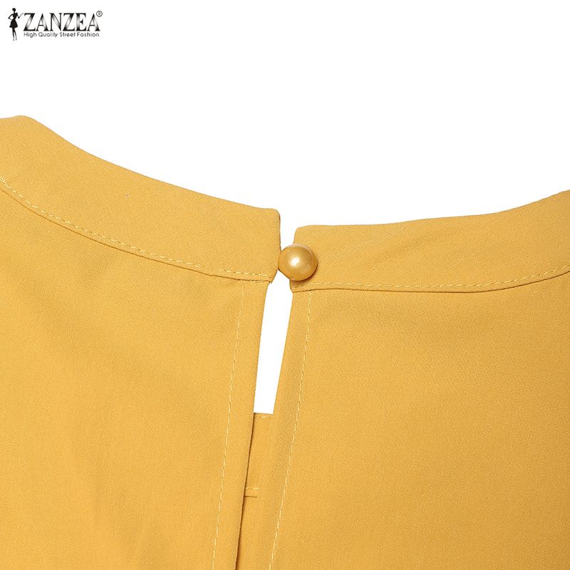 ZANZEA Women Casual Round Neck Solid Color Summer Sleeveless Dress
