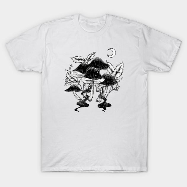 Unisex Mode T-Shirt Feen im Pilzwald Print T-Shirt Große Größen S-5XL T-Shirt 100% Baumwolle Oberteile Rundhals Kurzarm T-Shirts