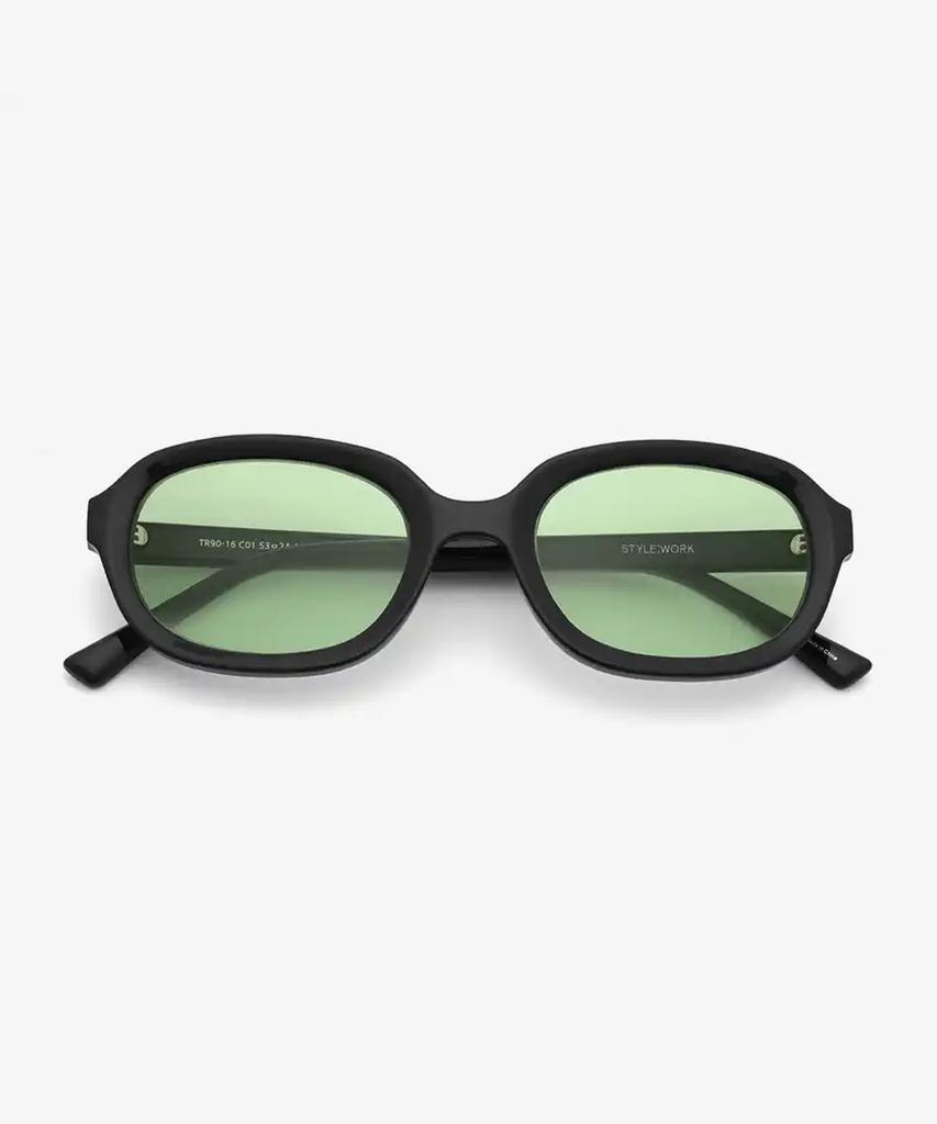 Seutailwokeu Green Tint Oval Style Work Tr90-16 C1_Green Style Work Sunglasses