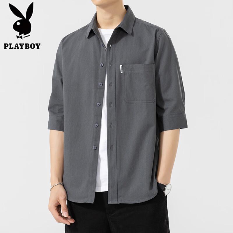 PLAYBOY Men's 3/4 Sleeve Cotton Polo Shirt