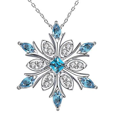 Snowflake Design Necklace, Zircon-Inlaid Exquisite Pendant For Women, Christmas Ornaments