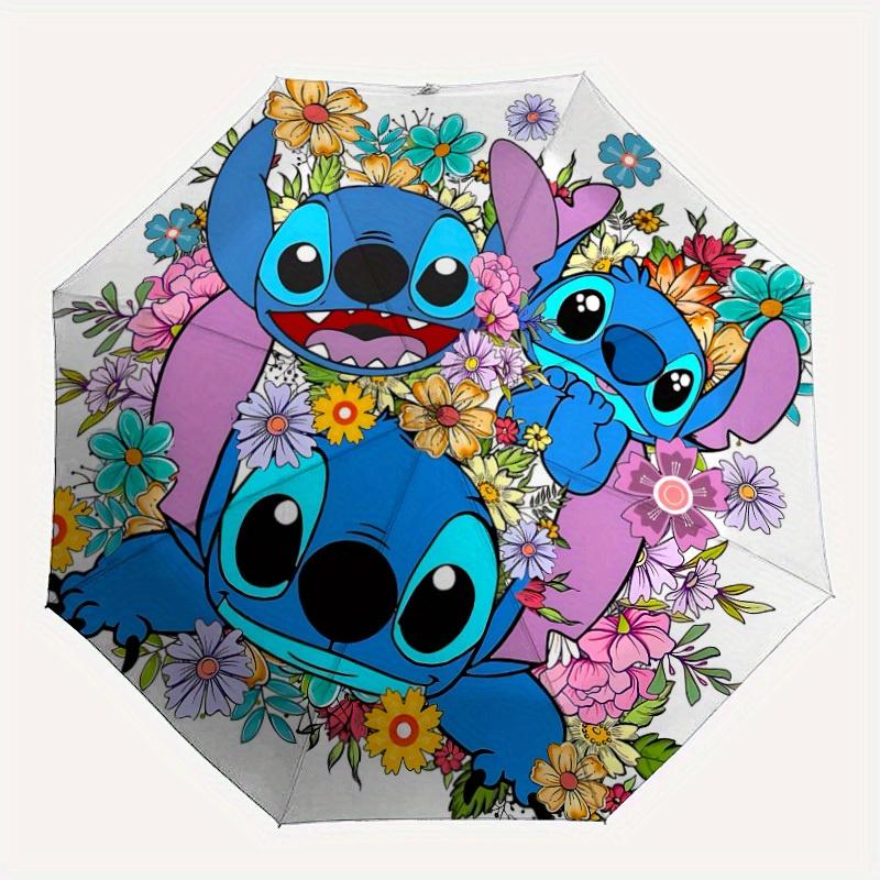 

1pc Stitch Automatic Folding Umbrella: Compact 8-rib Design Cartoon Travel Companion for Outdoor, Casual Accessory