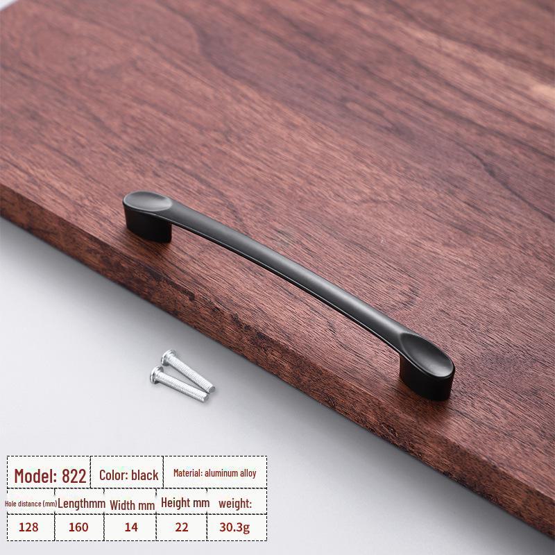 Black Aluminum Alloy European-Style Drawer & Cabinet Handle
