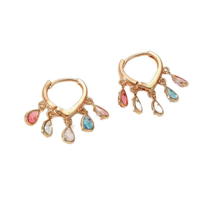 Love Heart Zircon Water Drop Earrings With Zinc Alloy And Electroplating For Women