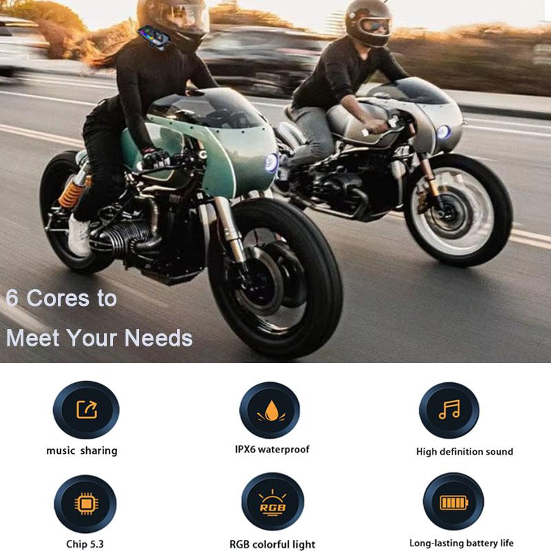 P20 Bluetooth 5.0 Motorcycle Helmet Headset 300m Multi-person Music Sharing IPX6 Waterproof With 5 RGB Colorful Ambient Light