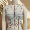 Fashion Bikini Chains Beach Body Chains Bra Beaded Chest Chain Body Accessories Jewelry for Raves Party Beach Clubwear