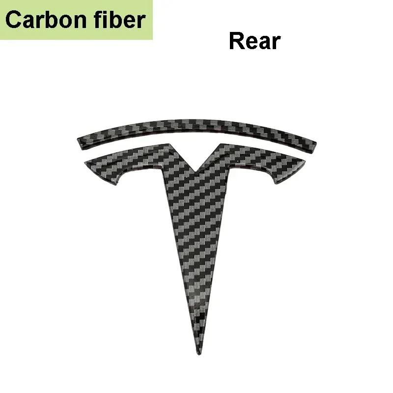 Bilklistremerke Tesla Metall Dekkbart Frontlogo Embleme Klistremerke for Tesla Modell 3 Modell Y Bakre Bagasjeromsskilt Karbonfiber Dekal Eksteriør