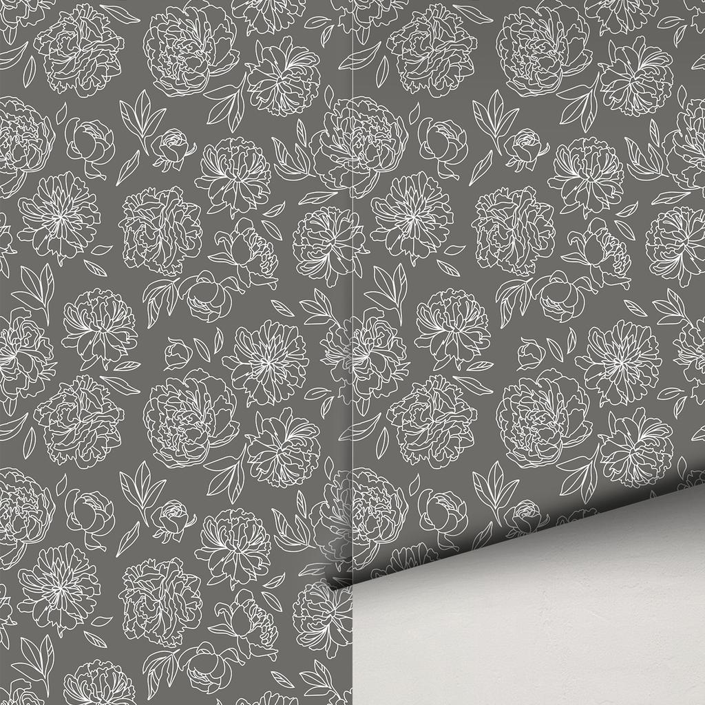 Peel and Stick Peony Floral Wallpaper Self Adhesive Blooming Flower Wall Decor Paper Waterproof Cabinet Sticker