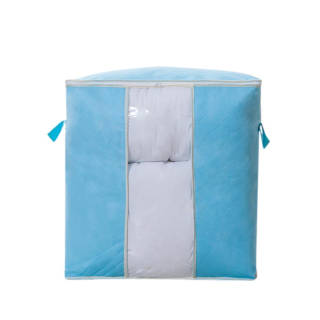 

Foldable Large Non-woven Clothes Quilt Blanket Zipper Storage Bag Organizer Box синий