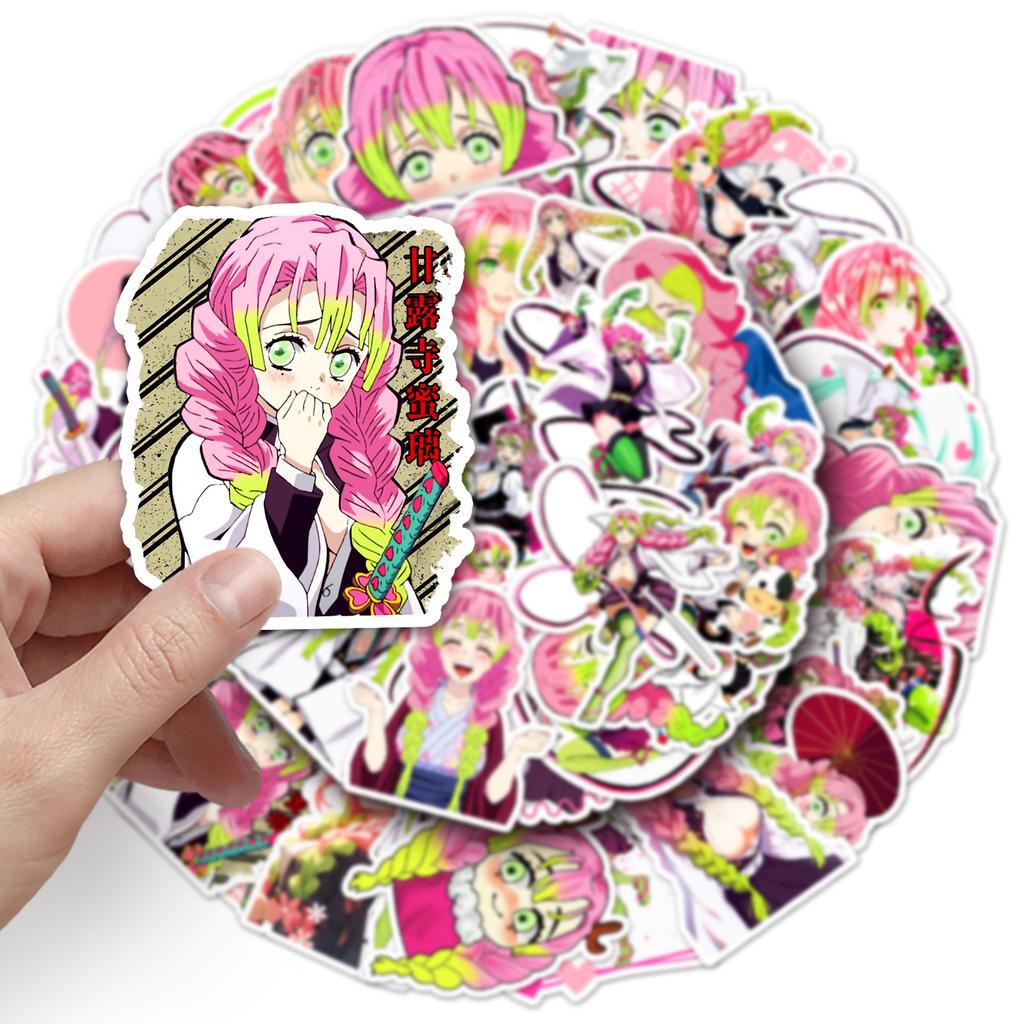 50pcs Kanroji Mitsuri Demon Slayer Cartoon Stickers Graffiti Sticker Decorate Phone Back Card Trunk Water Cup Cute Stickers Gift