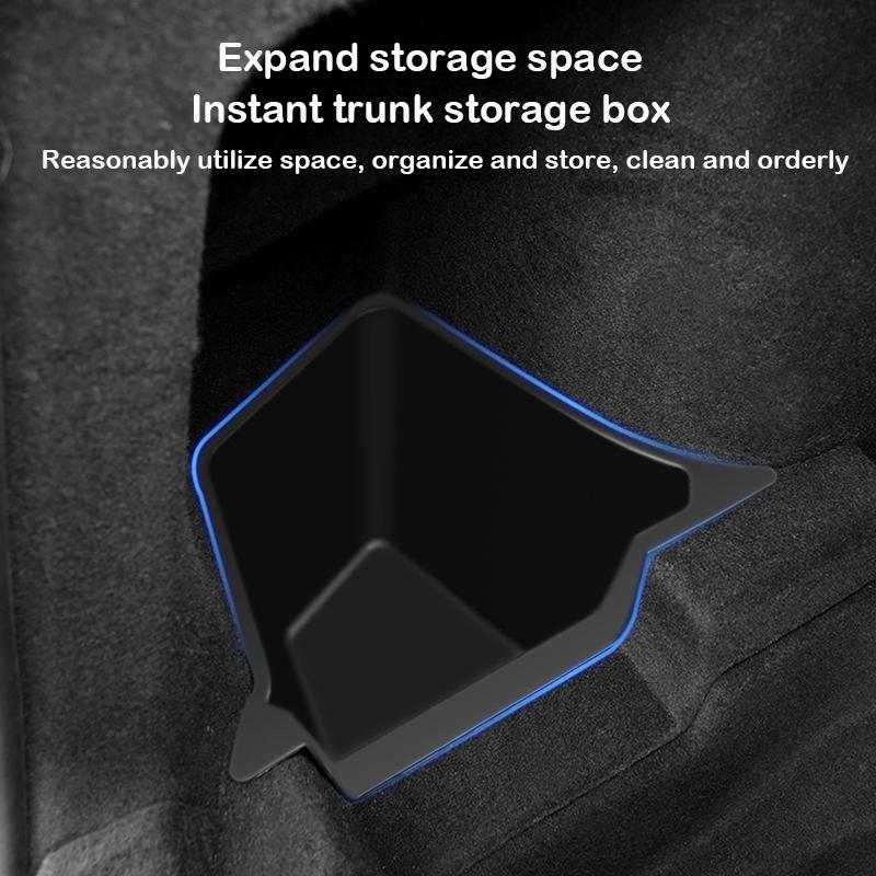For Tesla Model Y Juniper 2026 Rear Trunk Side Storage Box Cargo Organizer TPE Bin Box Flocking Mat Partition Board Accessories