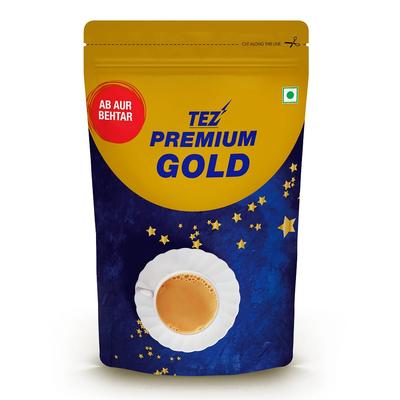 Tez Premium Gold Tee 1 KG Beutel - Kräftig, Aromatisch & Reichhaltig | Schwarzer CTC Blatttee | Premium Kadak Chai Patti