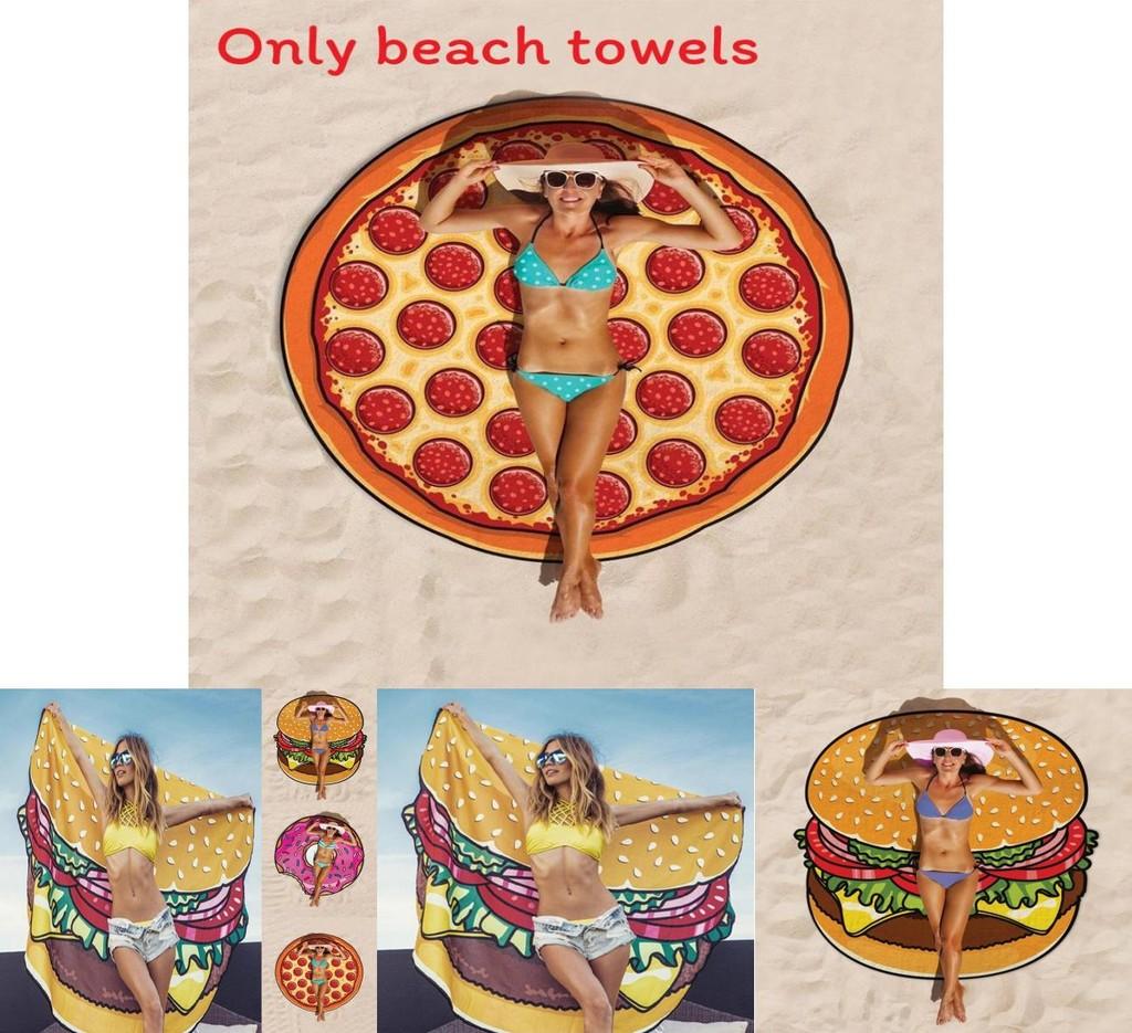 Hamburgers Donuts Pizza Design Strandlaken Voor Kinderen En Volwassenen Met Polyester Stof Voor Zwembad En Strand Gebruik