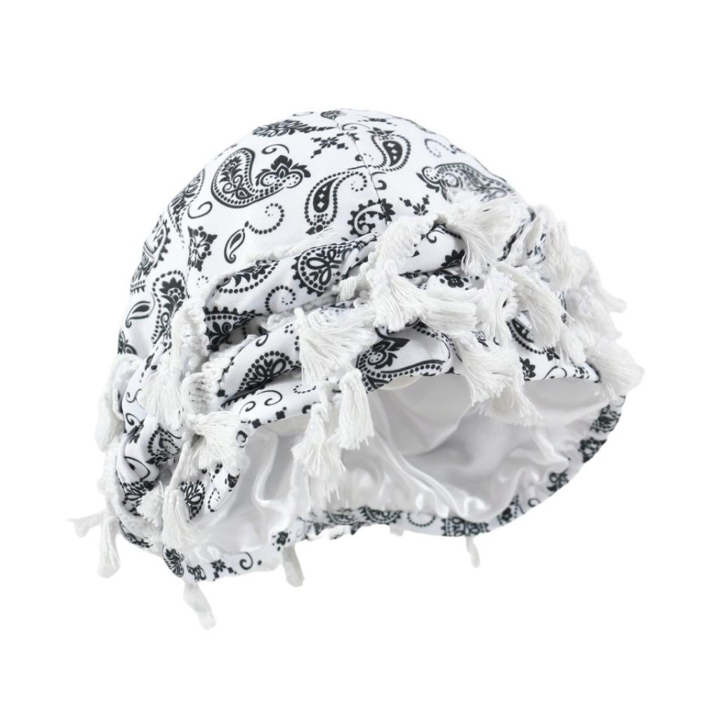 Tassel Twist Head Wraps Cashew Print Durag For Men Unisex Hair Wrap Scarf  Fashion Accessory