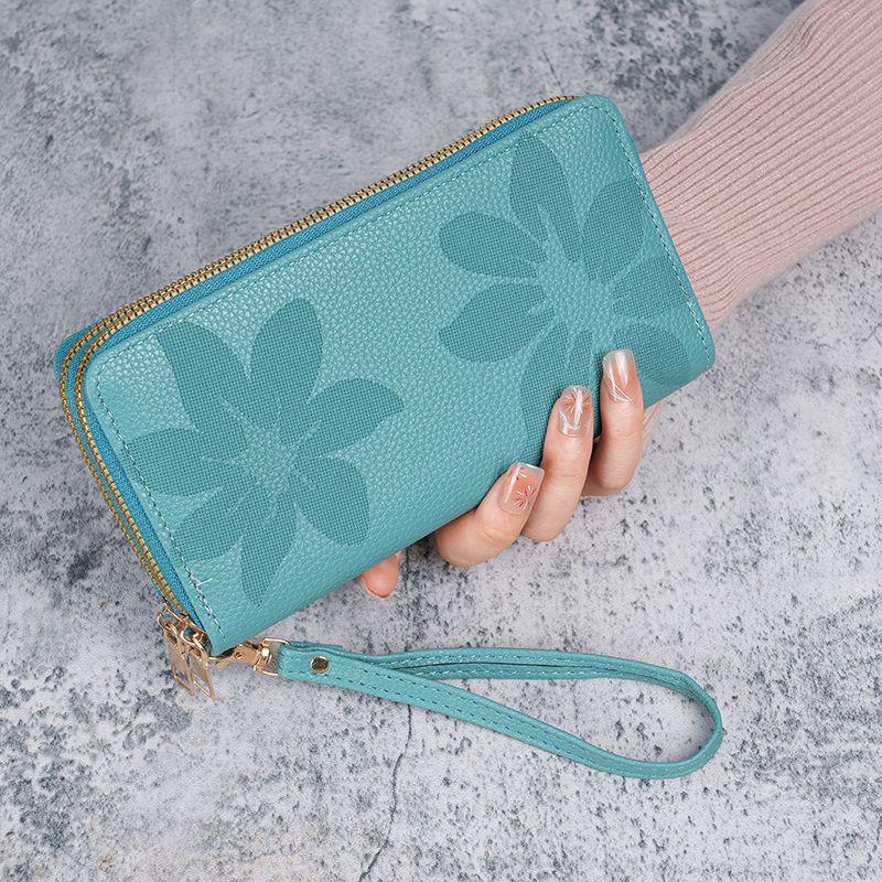 Vintage Doppelreißverschluss-Geldbörse: Geräumige, mehrlagige Handy- und Geldbörse mit Kartenhalter