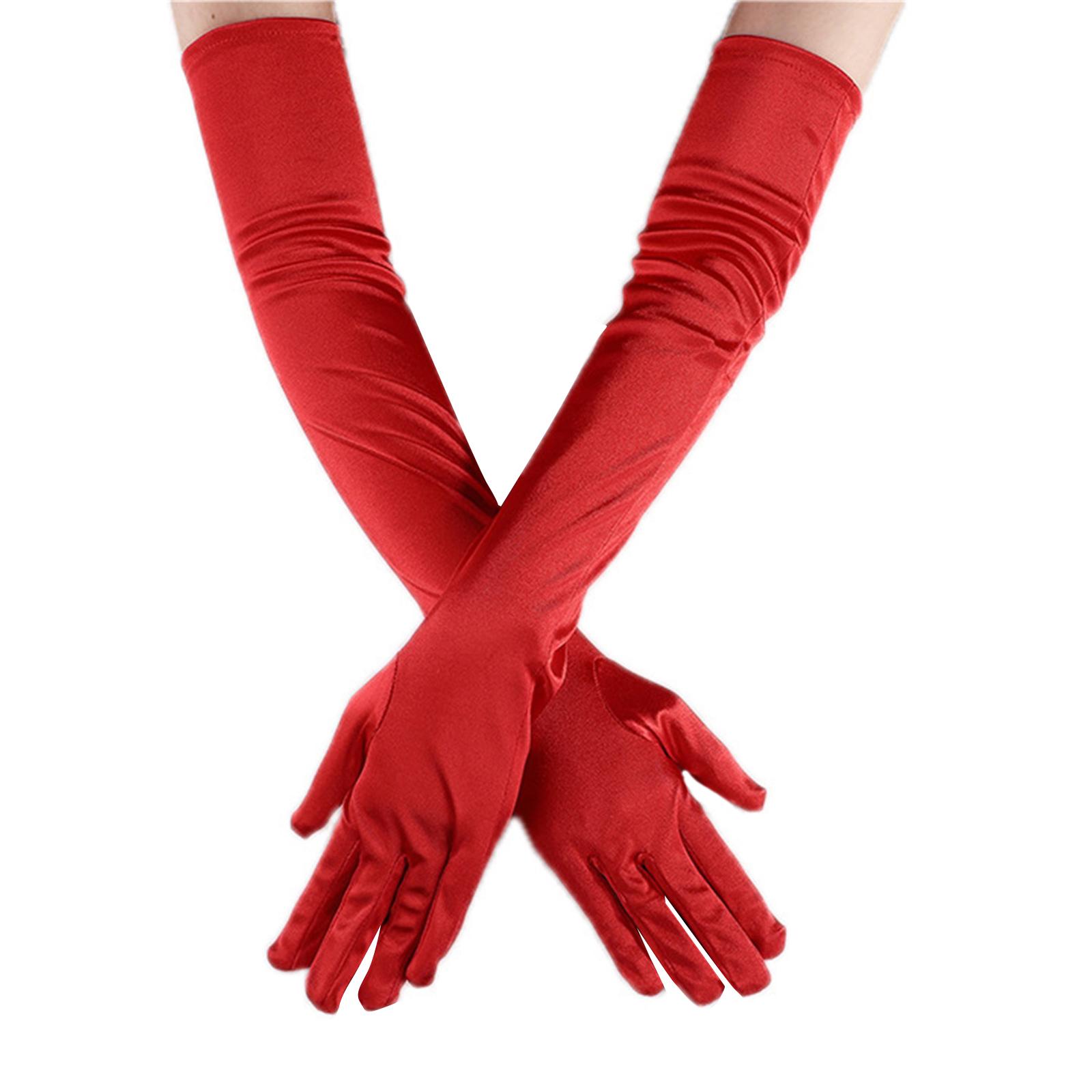 

Свадебные перчатки, атласные длинные перчатки для женщин, перчатки для официальных выступлений, атласные перчатки, перчатки для танцев, перчатки для банкета, перчатки для выпускного вечера красный