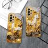 tall and sturdy horse For Samsung A 01 52S A04 A05S A10 A12 A13 22 23 24 36 42 M02 Note 10 20Ultra 8 9 Golden glass phone case