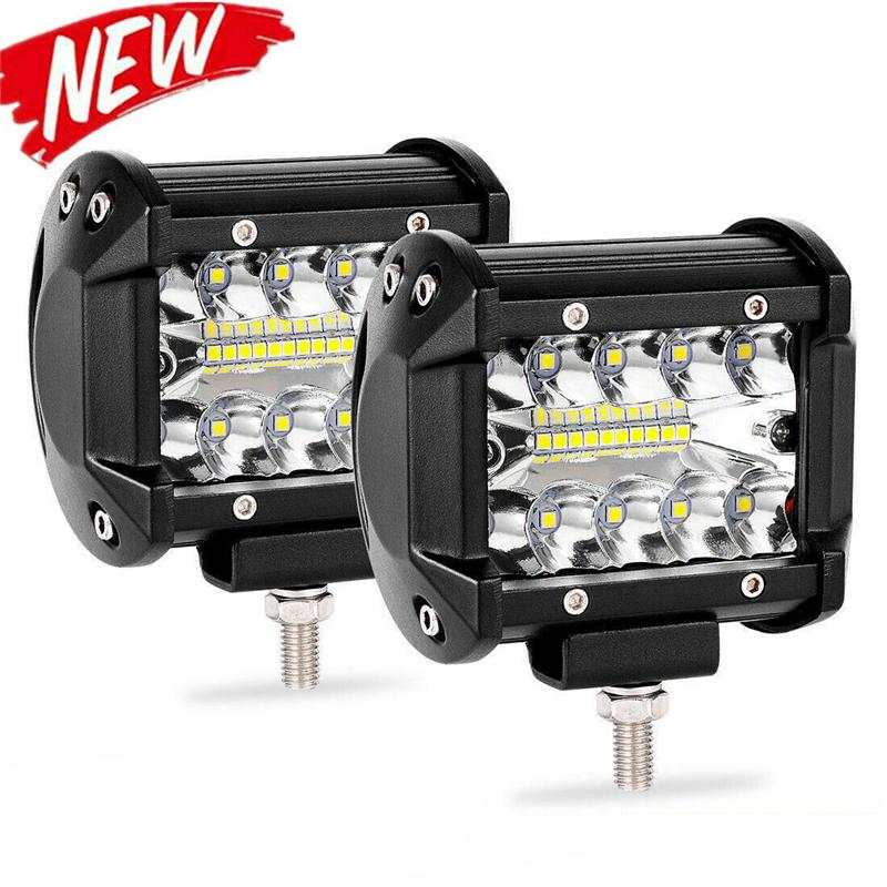 2/1Pcs 7'' LED Work Light Bar 400W/120W Spot Flood Beams Combo for Car Tractor Boat OffRoad Truck SUV ATV Car Repairing Lights