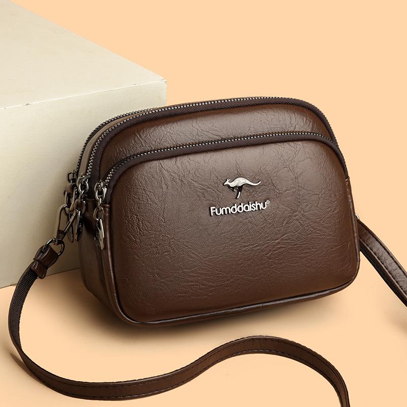 Enaxlad Crossbody-väska - Enkel och Avslappnad Stor Kapacitet Trelagers Damväska