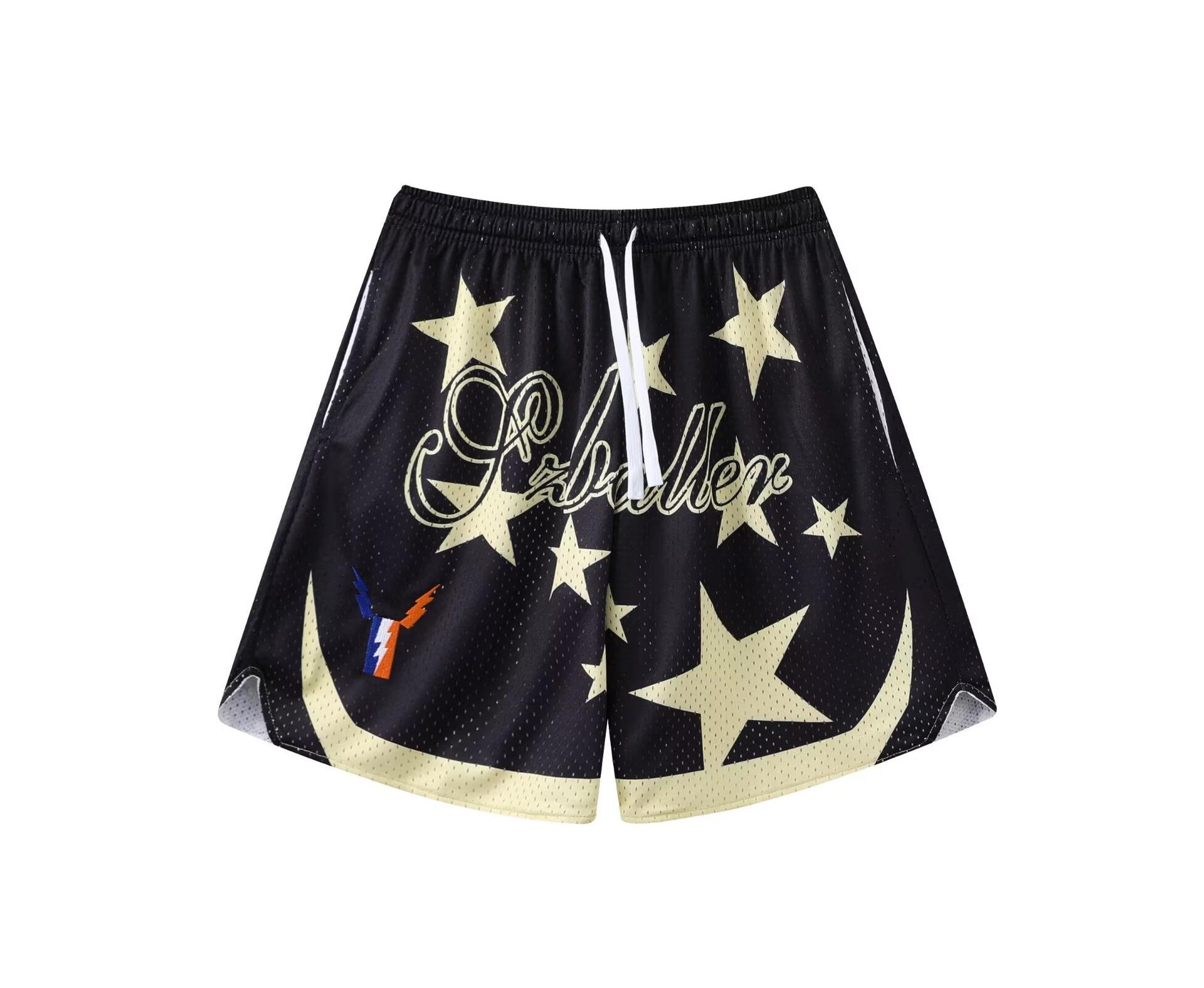 

Большие сетчатые быстросохнущие баскетбольные шорты с Пикачу - выше колена, спортивный дизайн с четырьмя точками Large чёрный