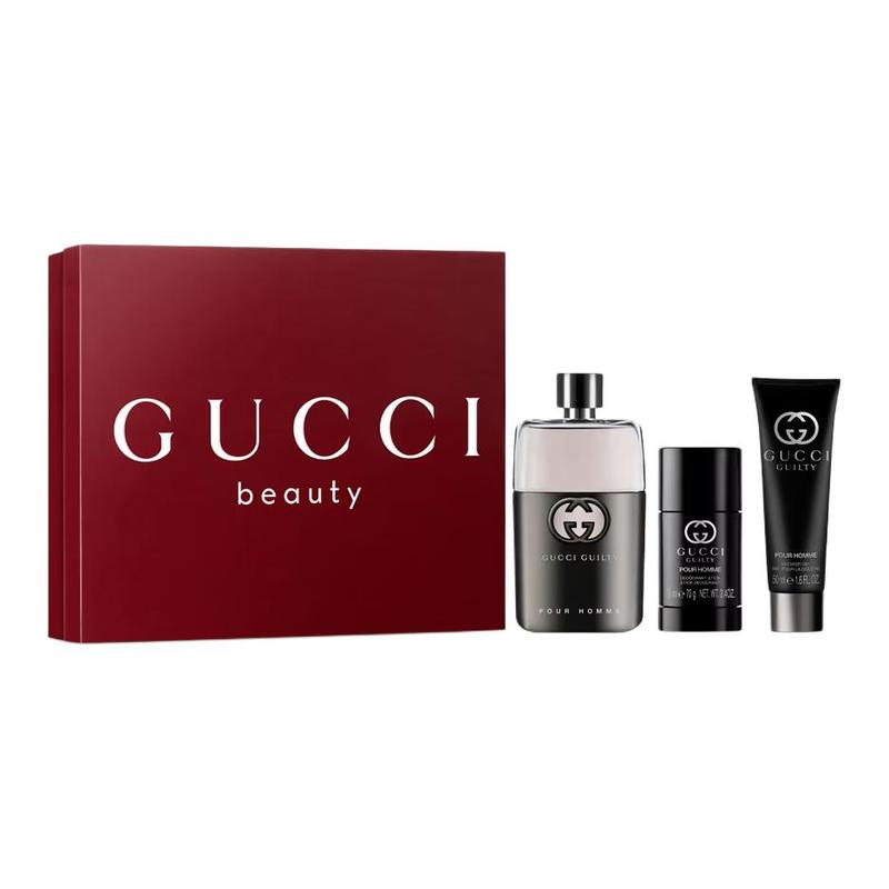Gucci men s perfume set Guilty Love Eau de Toilette Deodorant Shower Gel Gift Box Perfume EDT 90ml + deodorant 70g + shower gel 50ml without gift bag