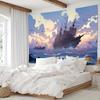 Nautical Sailing Ship Tapestry  No Drill Hanging Ocean Waves Wall Art in Blue  Purple Easy Clean Peachskin Fabric Backdrop fo