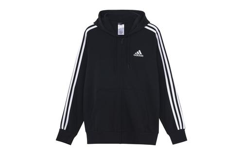 Adidas Essentials Terry 3-Stripes Full-Zip Hoodie GK9032 XL чёрный