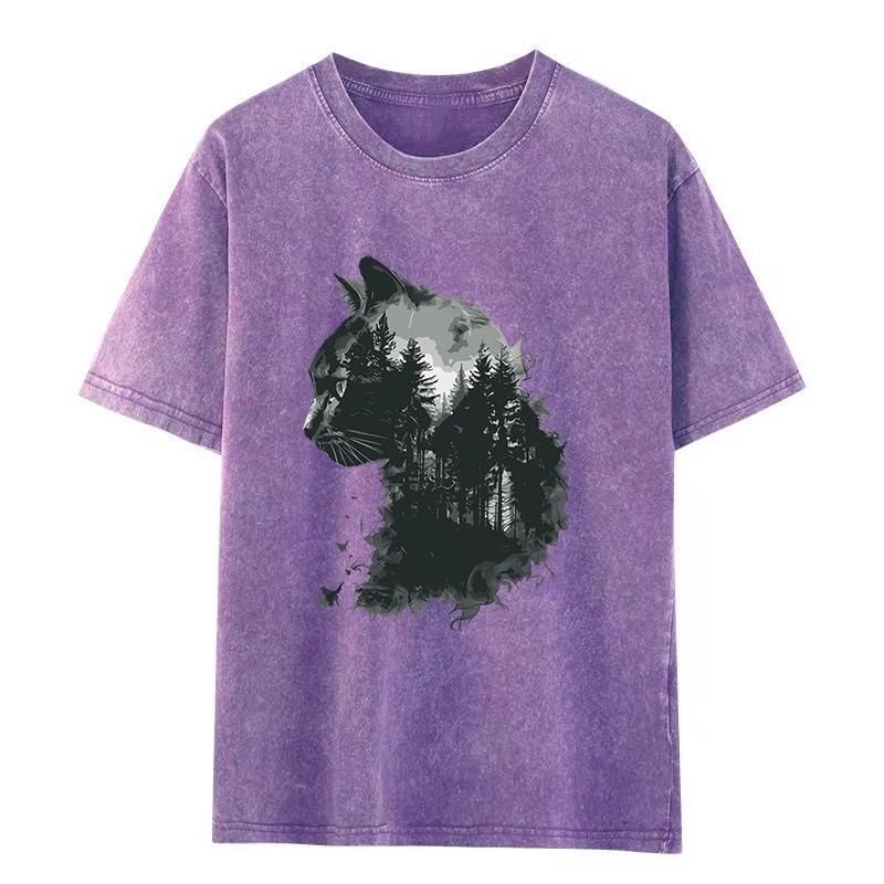 

Retro American Letter Print Distressed Short Sleeve Women s Hip Hop T-shirt Medium фиолетовый
