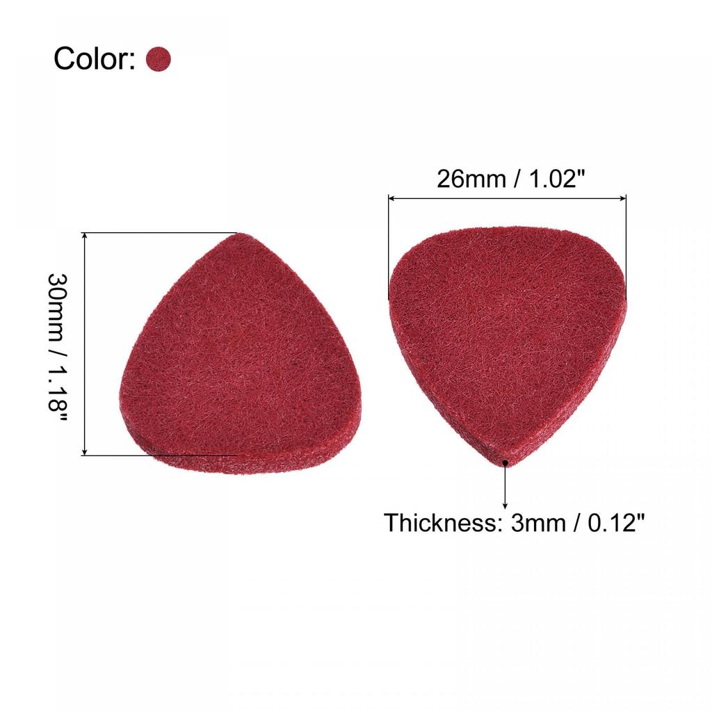 uxcell Felt Guitar Picks, 3mm Thickness, Red (10-Pack)