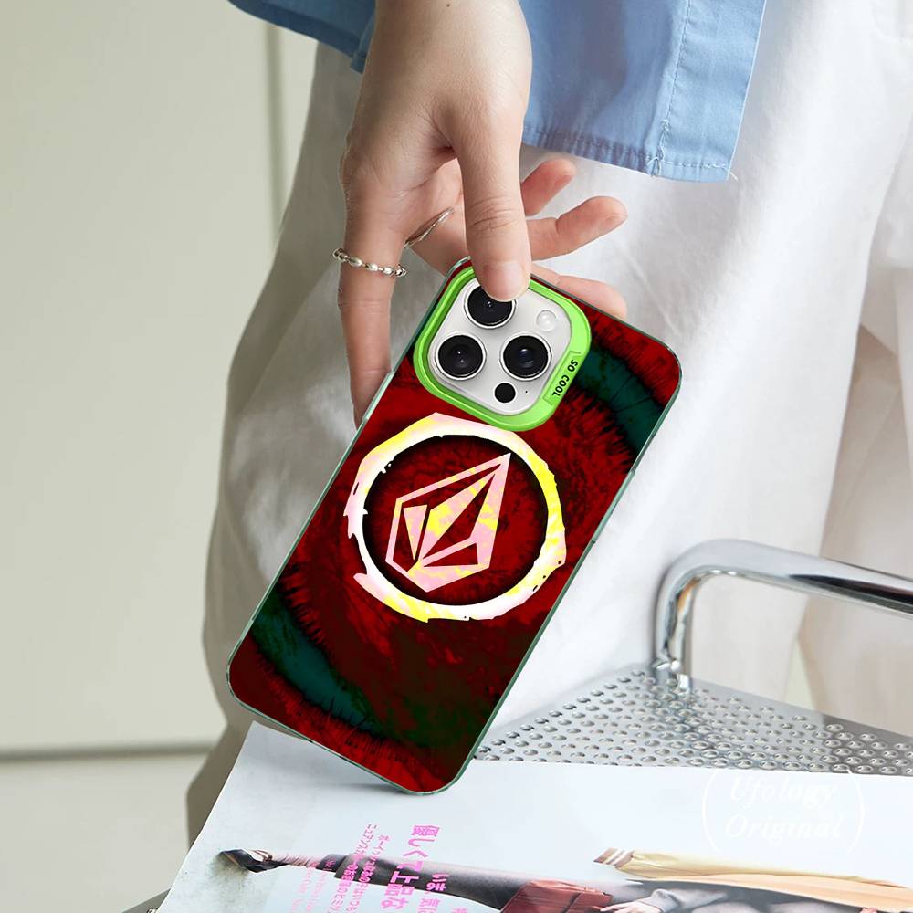 V-Volcom LOGO Fashion For Iphone 15 14 13 Plus 17 16 12 11 Pro Max Matte Colored Silver Luxury Phone Cover