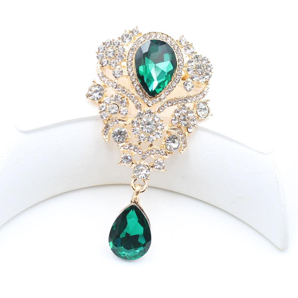 European and American Style 1 Piece 40 * 70MM High-end Diamond Studded Water Droplet Glass Brooch DIY Suit Dress Collar Decorati