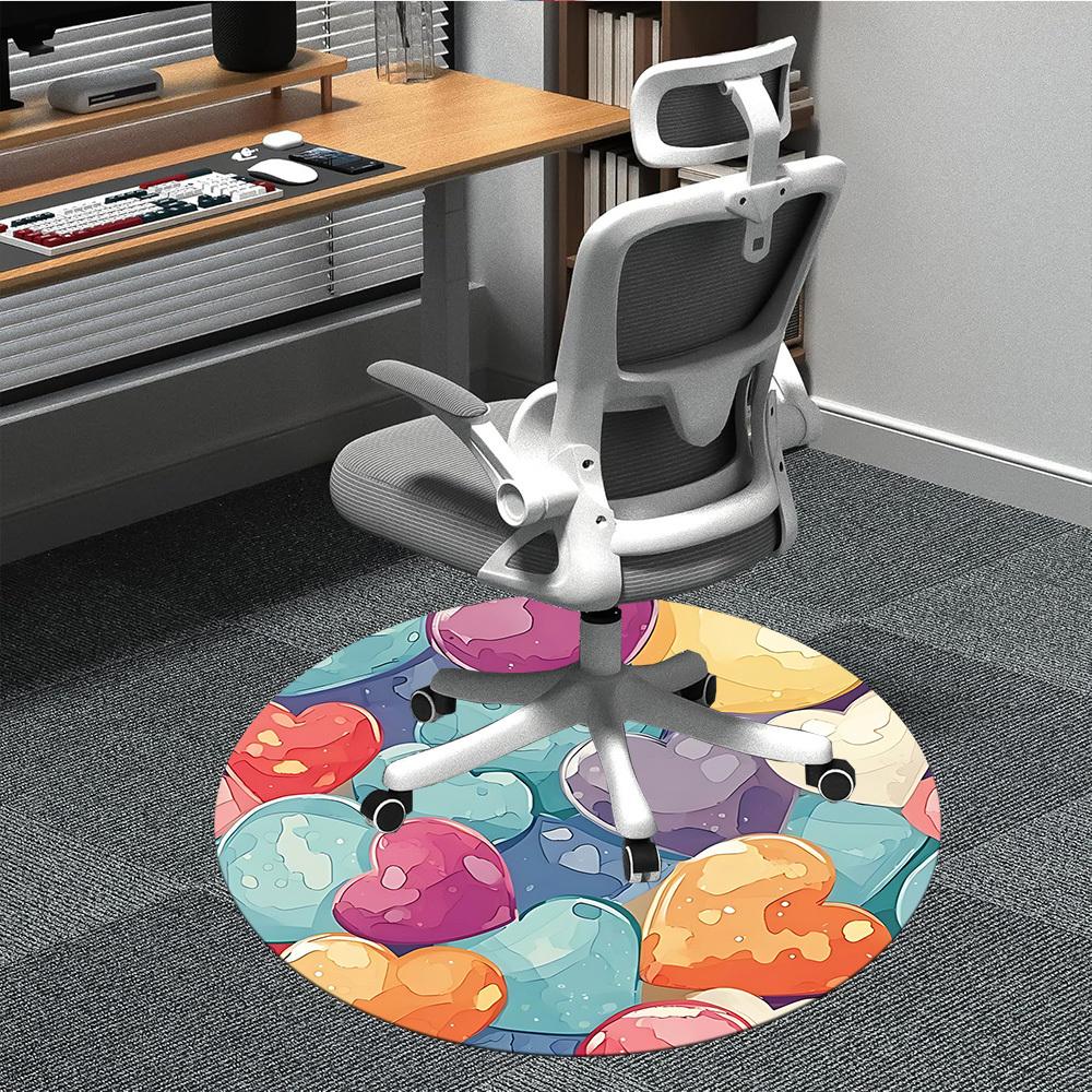 

1pc Heart Shapes Office Round Area Rug, Indoor Mat Suitable For Office, Under Office Chairs Bedroom Living Room Home Decor, Room Deco 132 80cm by 80cm