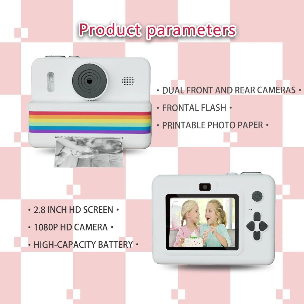 Digitale Kinderkamera für Fotografie Mini-Drucker Tragbar Thermisch Sofortbild-Foto Kinderkamera 2,8 Zoll HD-Video Spielzeug Geschenke