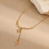 Hot-Selling Eight-Pointed Star Necklace: Gold-Plated Copper Tassel with Diamond-Studded Cross Pendant on Minimalist Clavicle Chain.