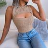 Europäisch-Amerikanischer Stil Sexy Ausgeschnitten Ärmellos Schlank Geschnitten Crop Top Strickware für Damen