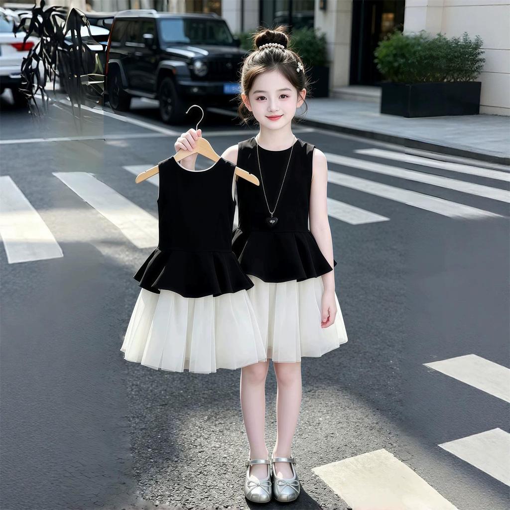 Summer Mesh Spliced Sleeveless Princess Dress for Kids