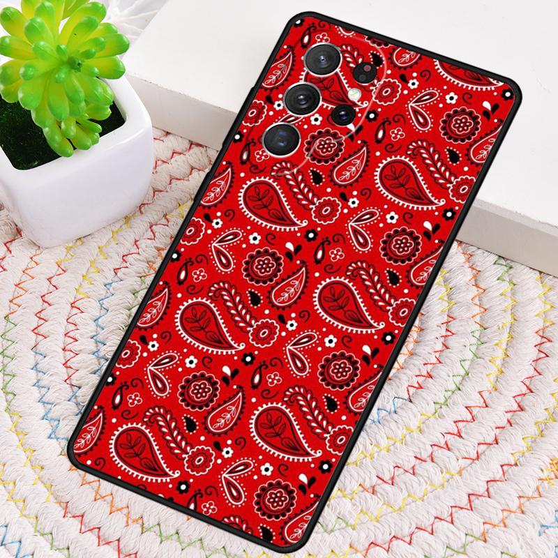 

Red Bandana Paisley TPU Phone Case For Samsung Galaxy note 10 pro S26 S25 S24 S23 S22 Ultra Plus S21 FE S20 Shockproof Cover Galaxy S26 Plus