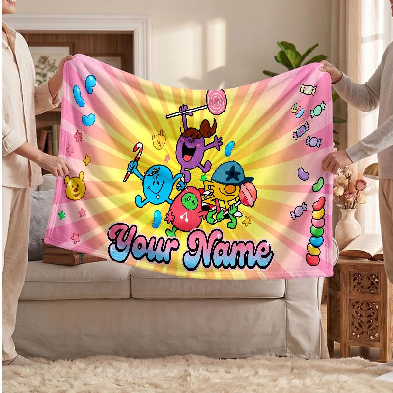 Monsieur. Couverture en flanelle personnalisée pour hommes et petites filles, texte nom personnalisé imprimé, couverture chaude et douce pour canapé lit