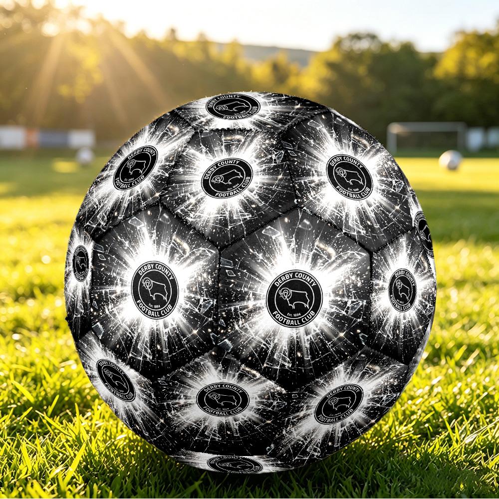 Derby County Football Pallone da Calcio Stampato Taglia 5, Pallone da Calcio Antiscivolo per Partite Adulti Souvenir per i tifosi di Calcio