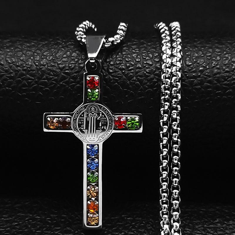 Cross Pendant Necklace for Men and Women. Saint Benedict. Holy Necklace Pendant 60CM
