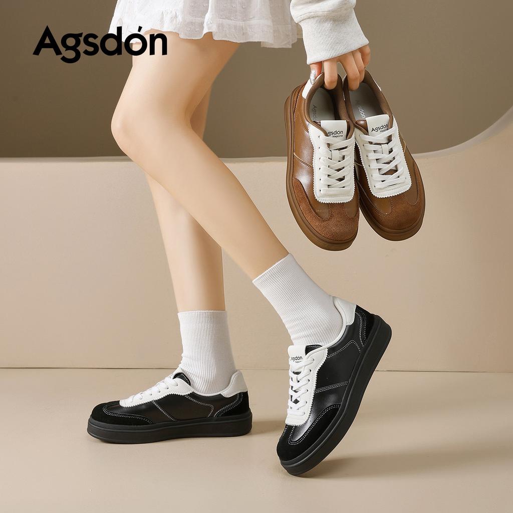 Augustine color matching German training shoes new spring black lace-up casual sports shoes retro board shoes
