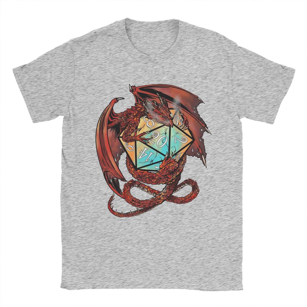 Red Dungeon Dragon DnD Dice T Shirt Men's  Pure Cotton Leisure T-Shirt Round Neck  Tee Shirt Short Sleeve Clothes Plus Size