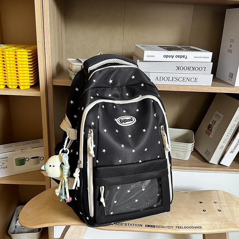 New schoolbag women's blue high-value shoulder bag multi-compartment primary and secondary school students grade two-piece pain bag