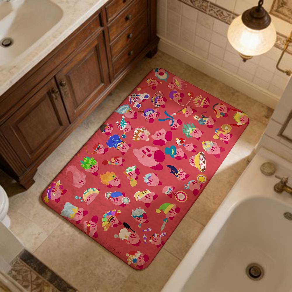 Pink Cute K-Kirbyes Floor Mat Cheaper Anti-slip Modern Living Room Balcony Printed Bedside Mats