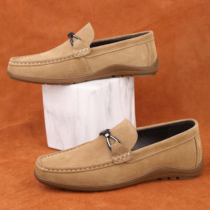 Fashion Brand Comfortable Outdoor Anti Slip Driving Shoes Summer New Men Low Rise Set Foot Suede Leather Soft Sole Casual Loafer