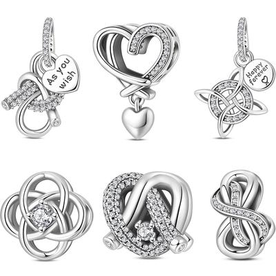 Original Charms Beads Silvering Concentric Knot Romantic Freedom Eternal Wish Charms Pendant DIY Bracelet Jewelry Making