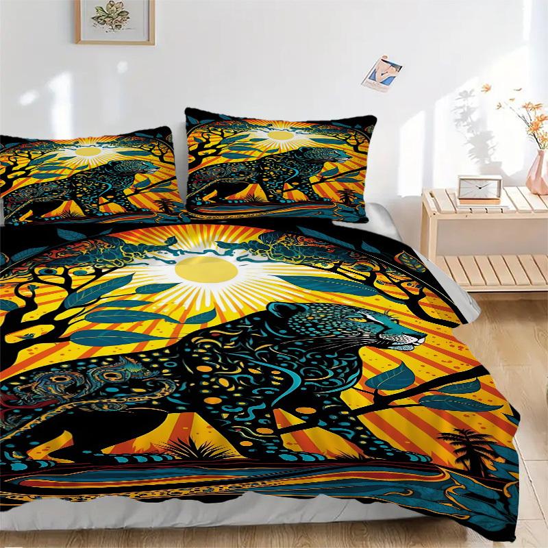 

3pcs Leopard Print Duvet Cover Set, 1 Duvet Cover + 2 Pillowcases (No Insert), High-Definition Print, Home & Dorm yy251123002 135x200cm