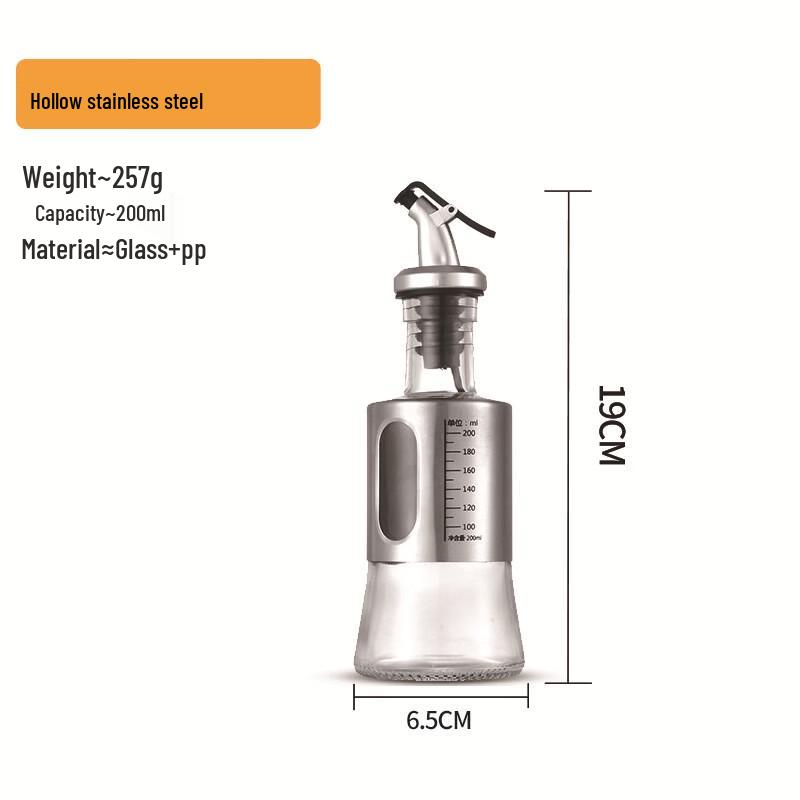 Wutuo Stainless Steel & Glass Oil Dispenser Set